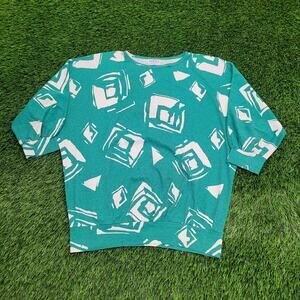 Vintage 90s Abstract AOP Shirt Womens Medium 20x24 USA